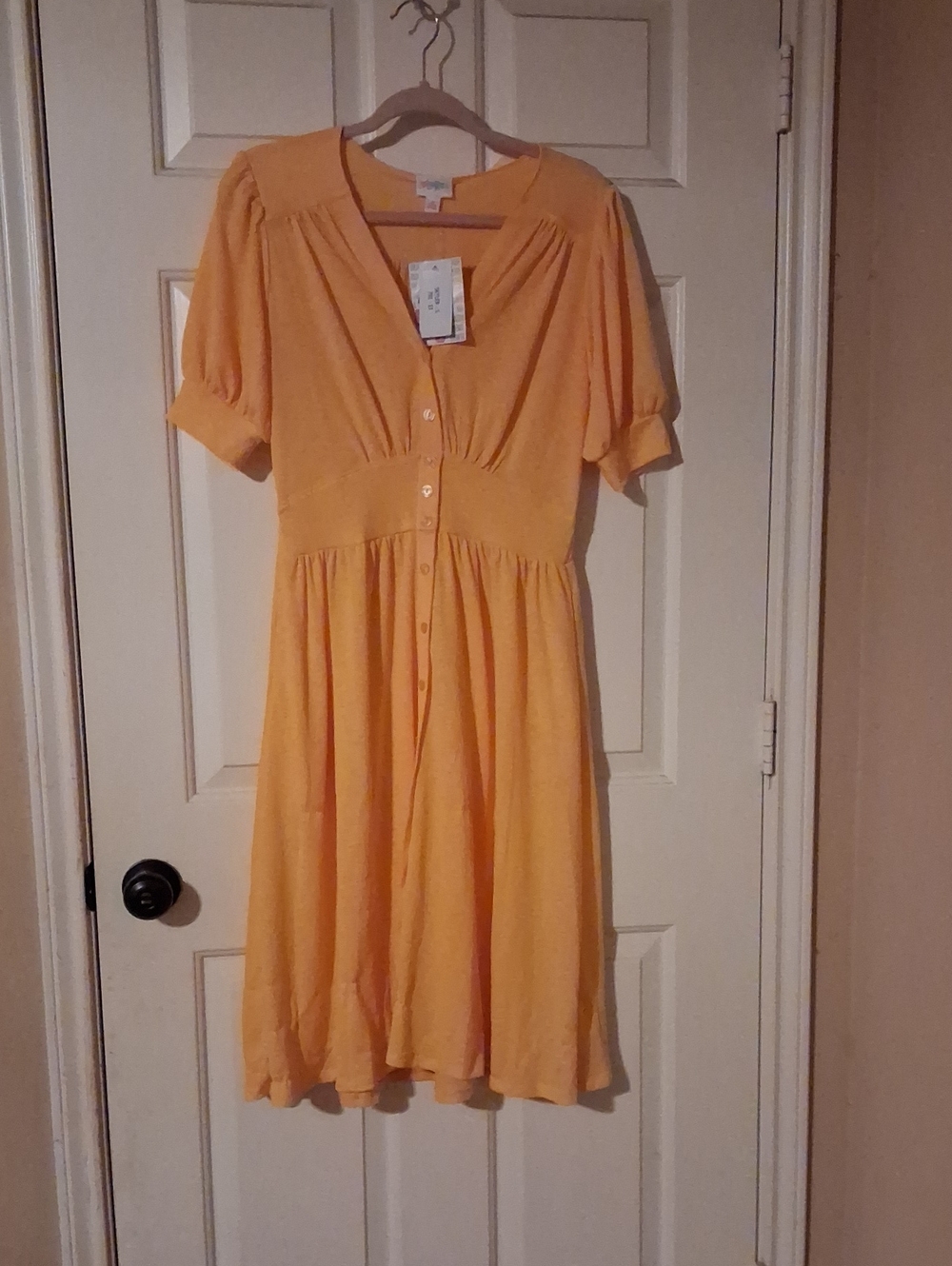 LuLaRoe Skylar  Sunny Yellow Textured Button-Front Dress